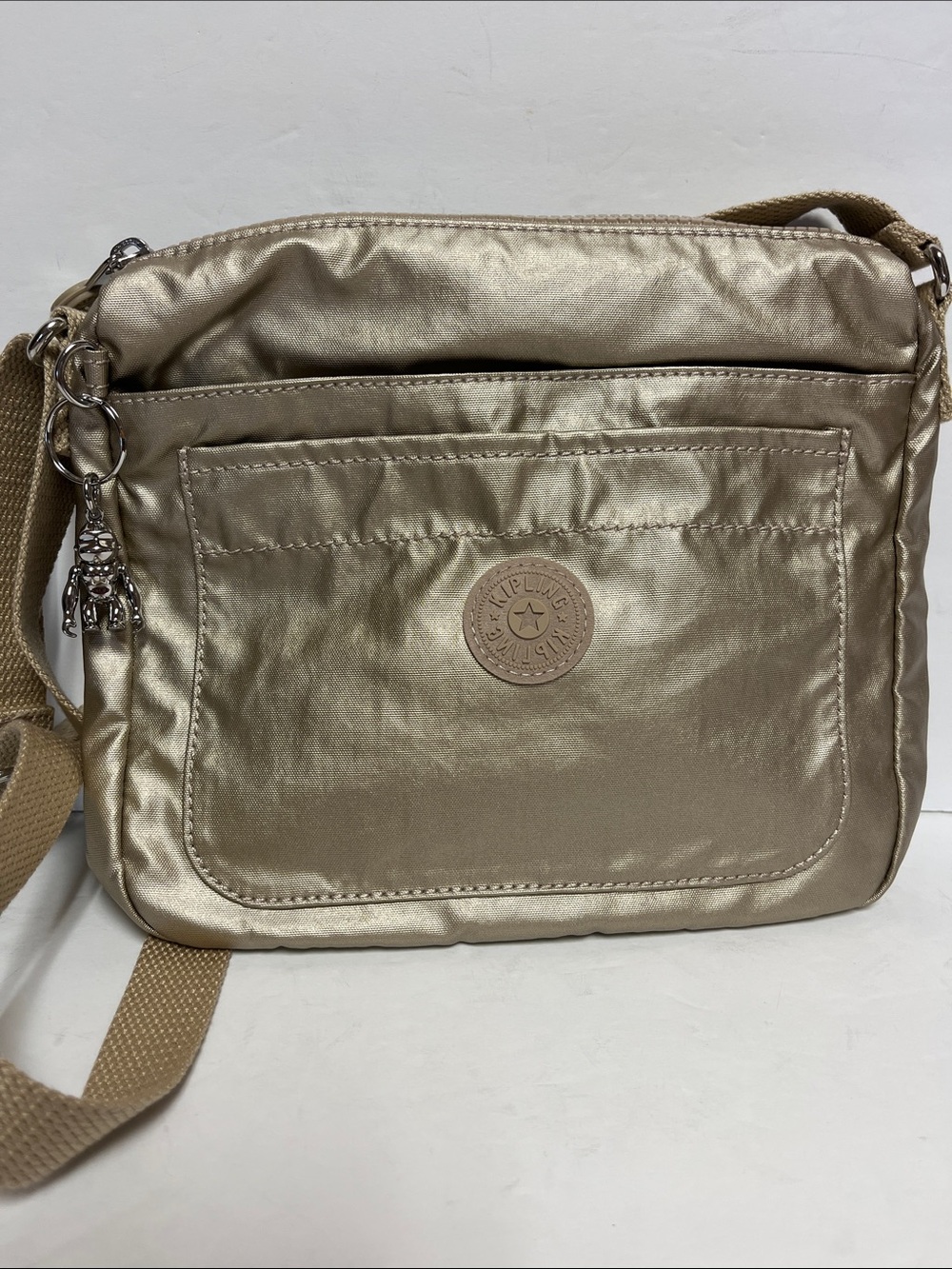 Kipling Shimmery Gold Crossbody with Front Pocket